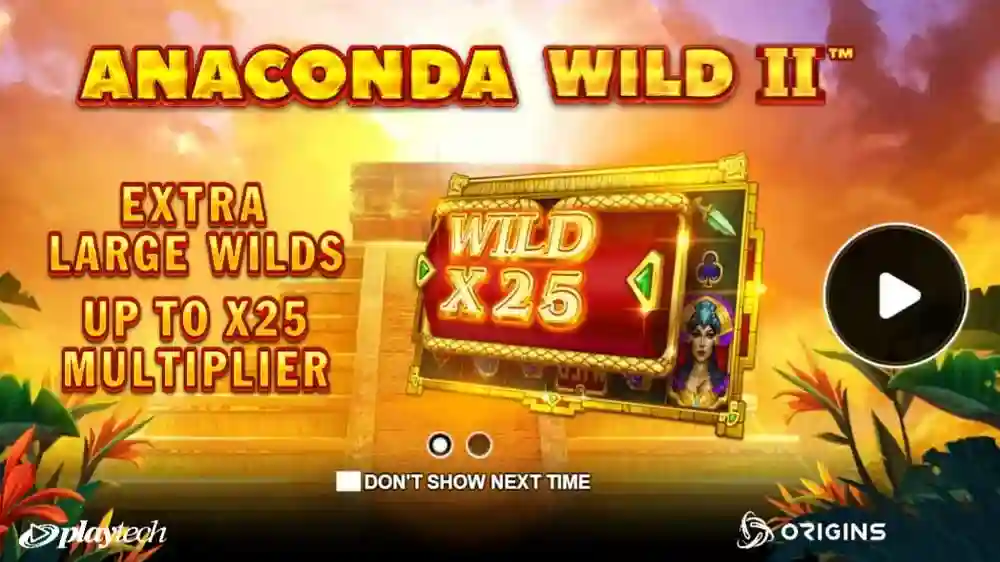 Grandi premi di 25.000 volte di Anaconda Wild II - Anaconda Wild 2 Slot Playtech Recensione del gioco