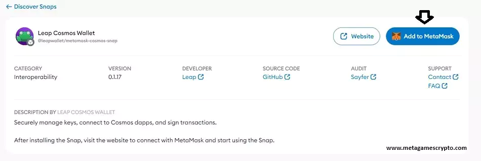 Aggiungi Cosmos a MetaMask con lo Snap Leap Wallet: gestisci asset Cosmos e interagisci con dApp direttamente da MetaMask.